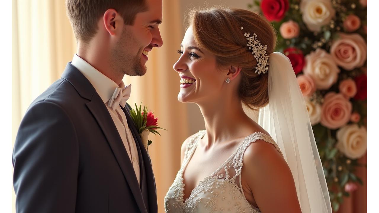 Anna i Marcin w dniu ślubu, szczęśliwa para, Amoretti Vows