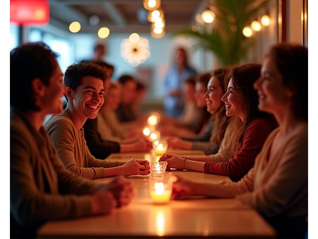 Uśmiechnięci ludzie podczas wydarzenia speed dating